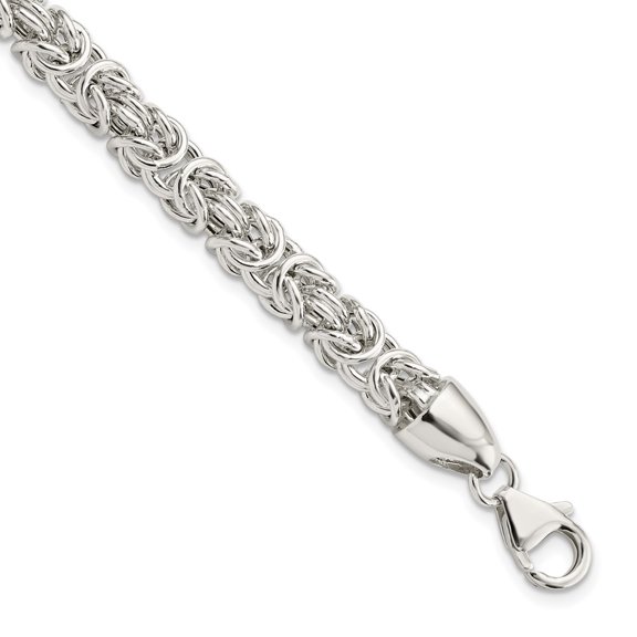 Finest Gold Sterling Silver Polished Byzantine 8.5 in. Bracelet