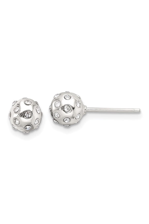 Sterling Silver Polished CZ 6.5mm Ball Stud Earrings