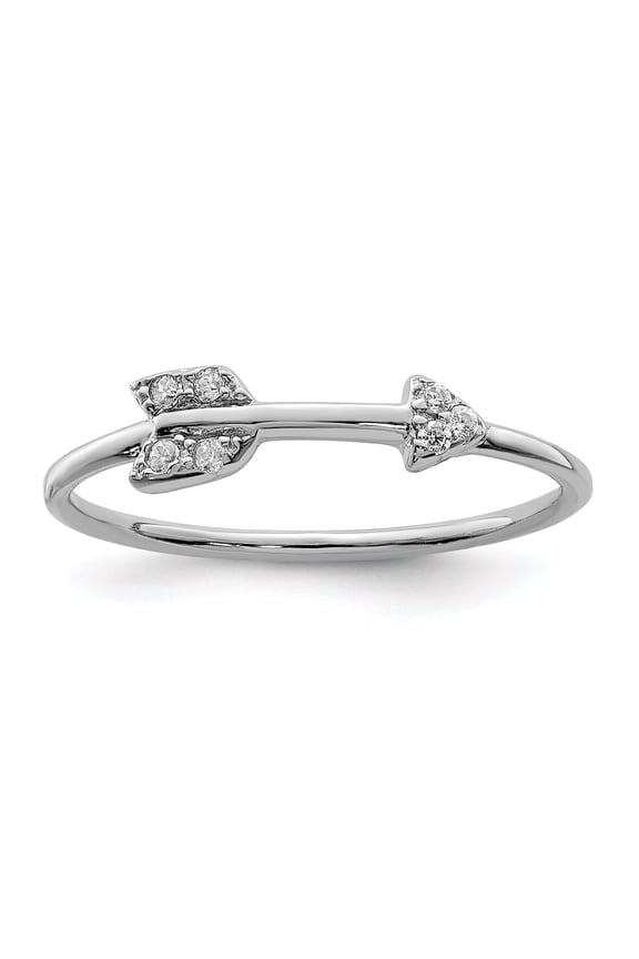 Sterling Silver Rhodium-plated Polished CZ Arrow Ring QR6198