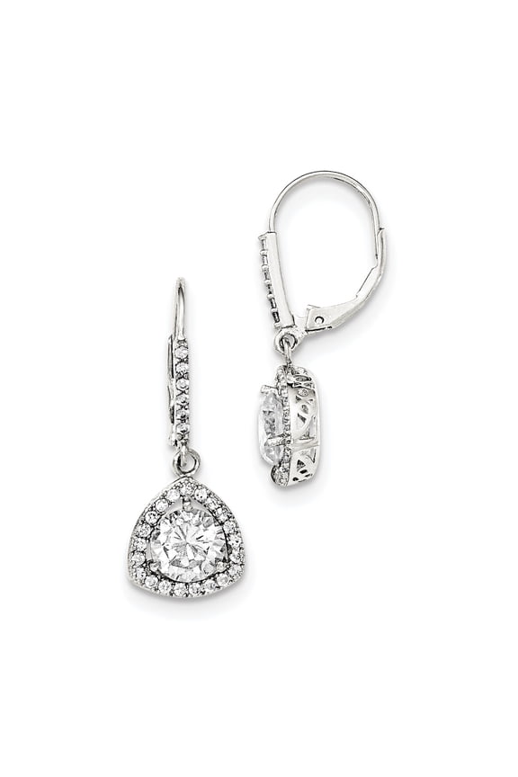 Sterling Silver Polished CZ Leverback Earrings Sterling Silver Earrings