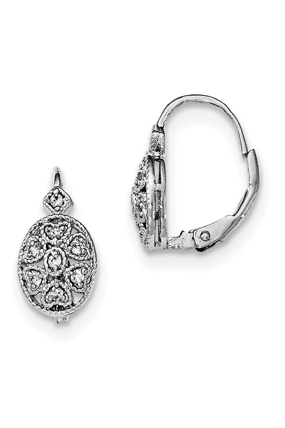 Sterling Silver Polished CZ Leverback Earrings Sterling Silver Earrings