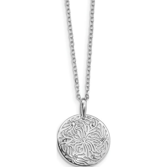 Sterling Silver Jbsp's Polished Cz Necklace Made In Italy qlf917-18