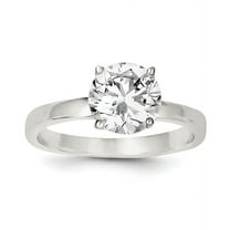 925 Sterling Silver Solid Back Polished CZ Cubic Zirconia Simulated Diamond Ring Size 7 - Jewelry Gift for Mom