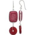 thumbnail image 1 of Sterling Silver Polished Carnelian And Red Jade Dangle Earrings (Width 16.5) (Length 60.85) - Jbsp, 1 of 5