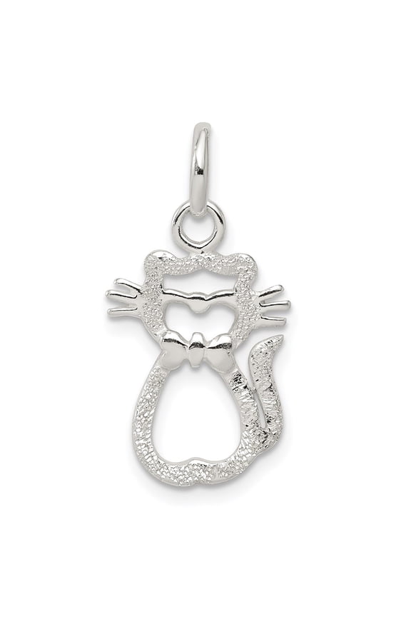 Sterling Silver Polished Cat Charm QC8881