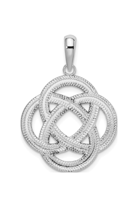 De-Ani Sterling Silver Rhodium-Plated Polished Celtic Circle Eternity Knot Pendant