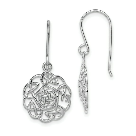 Sterling Silver RH-plated Polished Celtic Shepherd Hook Earrings QE11979