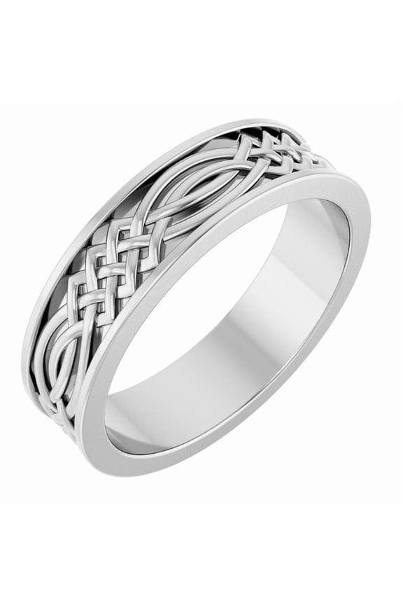 Sterling Silver Polished Celtic-Inspired Inlay Standard-Fit Flat Band, Size 10
