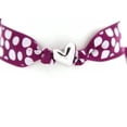 thumbnail image 1 of Sterling Silver Polished Center Heart Pendant Purple with White Dots Ribbon Bracelet., 1 of 4