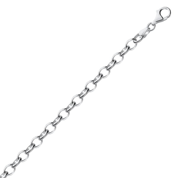 Sterling Silver Polished Charm Bracelet with Rhodium Plating 7.25 in