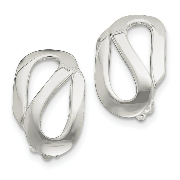 Sterling Silver Polished Clip-on Earrings - 10.2 Grams - Measures 25x17mm Wide