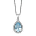 thumbnail image 1 of Sterling Silver Polished Created Aquamarine and Cubic Zirconia Necklace - .40 cwt - 18 Inch, 1 of 2