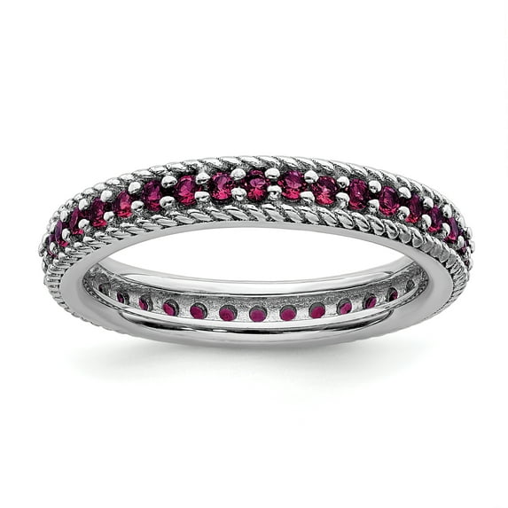 Sterling Silver Polished Created Ruby Eternity Ring