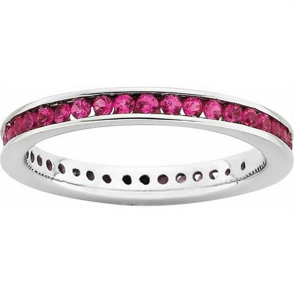 Sterling Silver Polished Created Ruby Ring