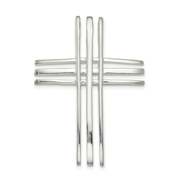 Sterling Silver Polished Cross Chain Slide