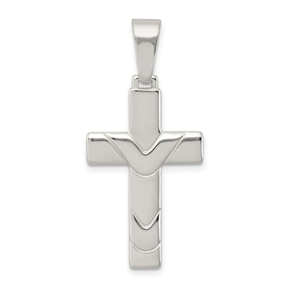 Sterling Silver Polished Cross Pendant QC8116