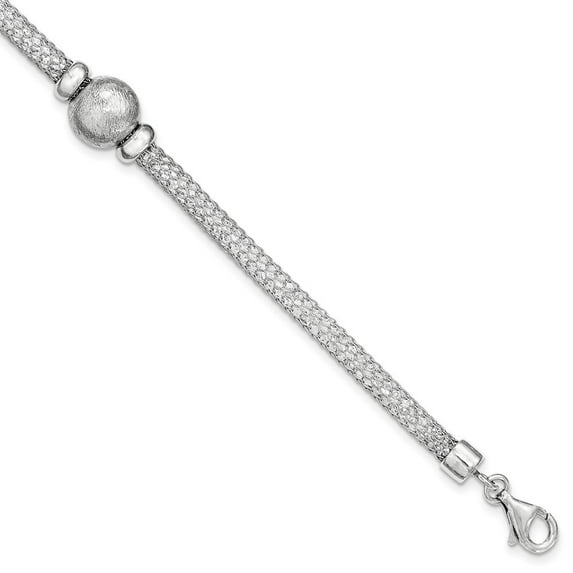 Sterling Silver Polished Crystal Bracelet - 7.5 Inch