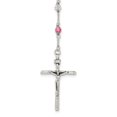 thumbnail image 1 of Sterling Silver Polished Crystal Rose Quartz Rosary Necklace - 21.5 Inch, 1 of 2