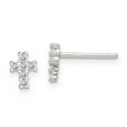 thumbnail image 1 of Sterling Silver Polished Cubic Zirconia Cross Post Earrings, 1 of 3