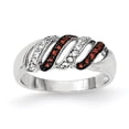 thumbnail image 1 of Sterling Silver Polished Cubic Zirconia & Red Glass Stone Ring, 1 of 1