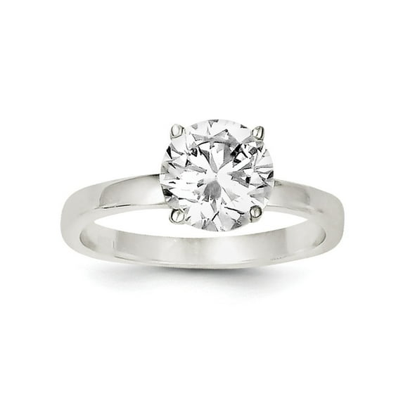 Sterling Silver Polished Cubic Zirconia Ring - Size 6 - Measures 2mm Wide