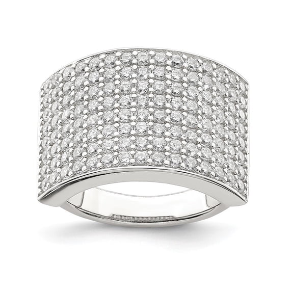 Sterling Silver Polished Cubic Zirconia Ring - Size 6
