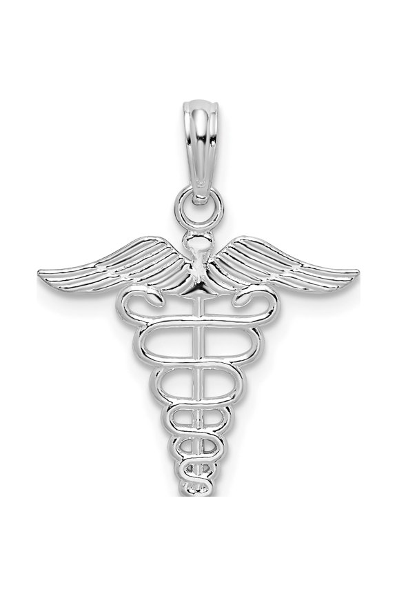 Sterling Silver Polished Cut-Out Caduceus Pendant (Width 18) (Length 22) - Jbsp