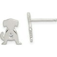 thumbnail image 1 of Sterling Silver Polished Cz Dog Post Earrings (10 X 9) Made In India qe8679, 1 of 5