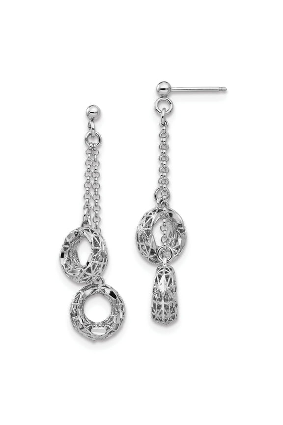 Silver Polished D.C Circle Dangle Earrings