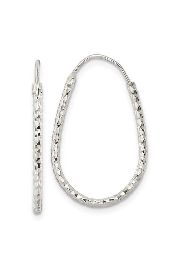 Sterling Silver Polished D/C Endless Hoop Earrings