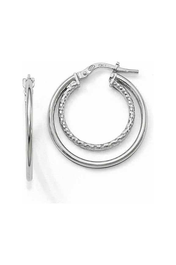 Sterling Silver Polished D/C Hoop Earrings