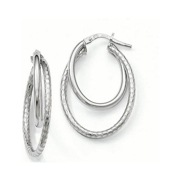 Sterling Silver Polished D/C Oval Hoop Earrings