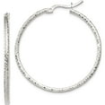 thumbnail image 1 of Sterling Silver Polished Diamond-Cut 2mm Round Hoop Earrings (41 X 41) Made In Mexico qe11484, 1 of 5