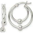 thumbnail image 1 of Sterling Silver Polished Double Circle Beaded Hoop Earrings (19.15 X 17.75) Made In India qe15900, 1 of 5