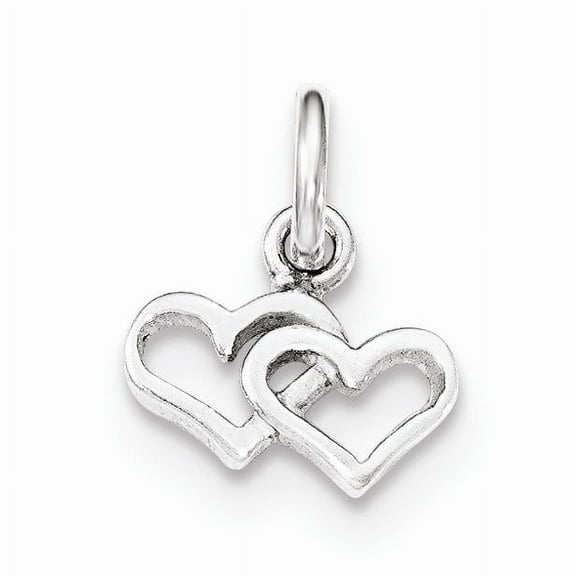 Sterling Silver Polished Double Heart Charm QP4426