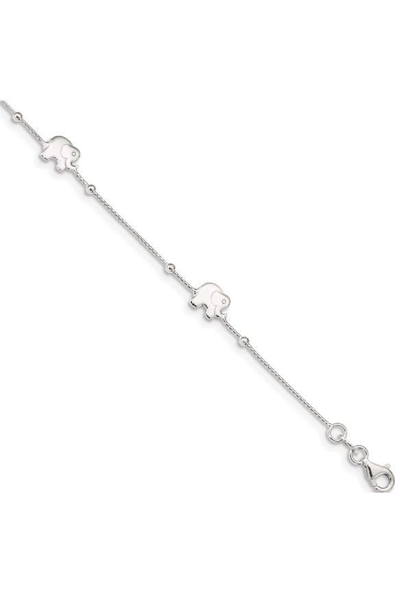 Sterling Silver Elephant 9 inch Plus 2 inch Extender - Total 11 inch Anklet