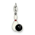 thumbnail image 1 of 925 Sterling Silver Polished back-Polished Enamel Bowling Charm Pendant Necklace 27x11mm Wide - Pendant for Women, 1 of 4