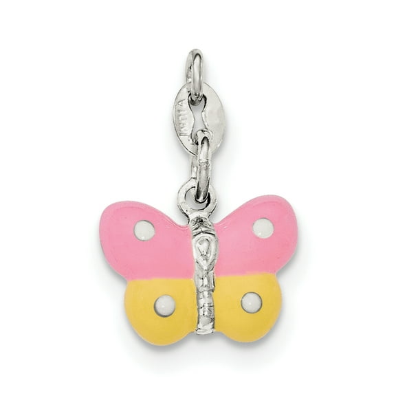 Sterling Silver Polished Enamel Butterfly Charm