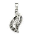 thumbnail image 1 of Sterling Silver Polished Enamel CZ Greek Key Pendant, 1 of 1