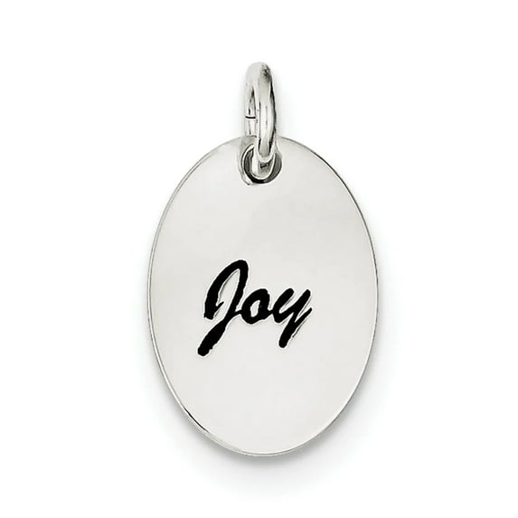 925 Sterling Silver Oval Solid Polished Enamel Joy Pendant Necklace 18x13mm Wide Pendant for Women