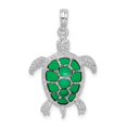 thumbnail image 1 of Sterling Silver Polished Enameled Green Sea Turtle Pendant, 1 of 1