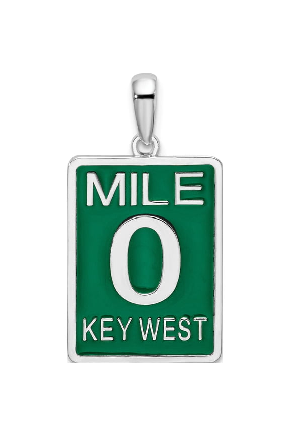 De-Ani Sterling Silver Rhodium-Plated Enameled Large Key West Mile 0 Pendant
