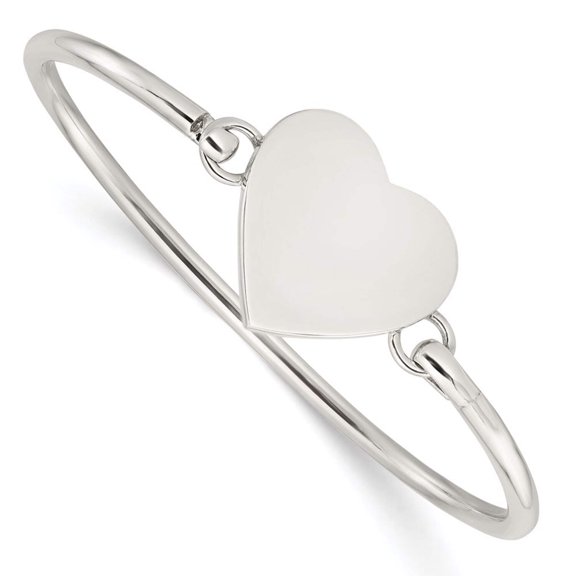Sterling Silver Polished Engravable Heart Bangle (Weight: 16.64 Grams, Length: 7 Inches)