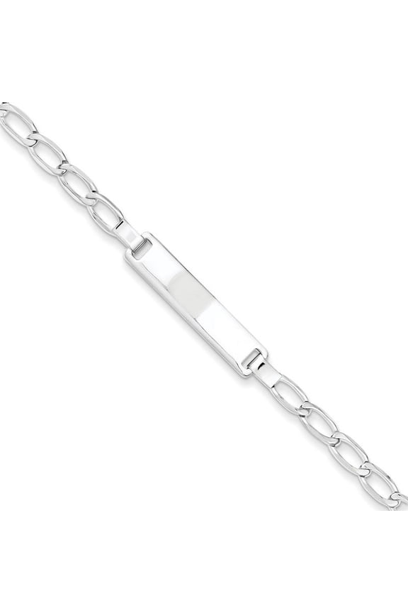 Sterling Silver Polished Engraveable Childrens ID Bracelet