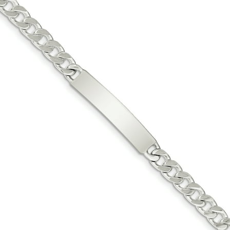 Sterling Silver Polished Engraveable Curb Link ID Bracelet