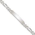 thumbnail image 1 of Sterling Silver Polished Engraveable Figaro Link Id Bracelet (8.5 X 5) Made In India qid90-8.5, 1 of 5