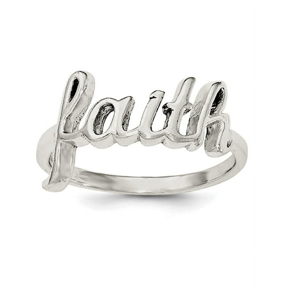 Sterling Silver Polished 'Faith' Ring QR6072