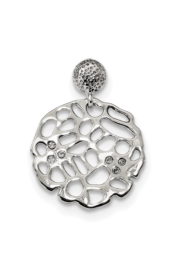 Sterling Silver Polished Fancy CZ Chain Slide Pendant QP4898