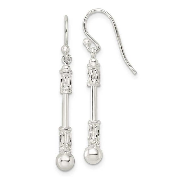 Finest Gold Sterling Silver Polished Fancy Beaded Dangle Earrings