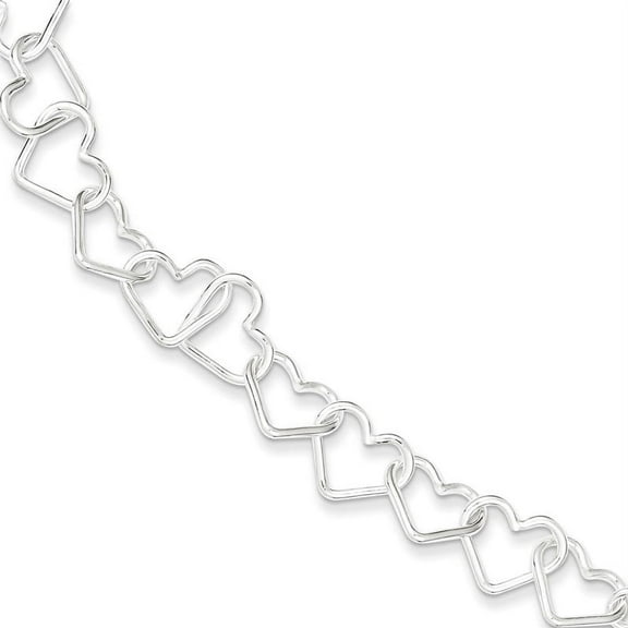 FJC Finejewelers Sterling Silver Polished Fancy Large Heart Link Bracelet